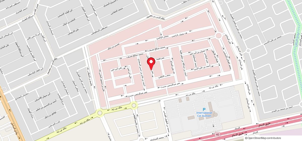 Street map of Rimal District, Riyadh, with a pin on Omar Jaan Street